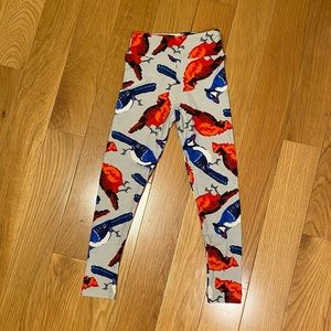 LuLaRoe Kid Leggings cardinals & Blue Jays